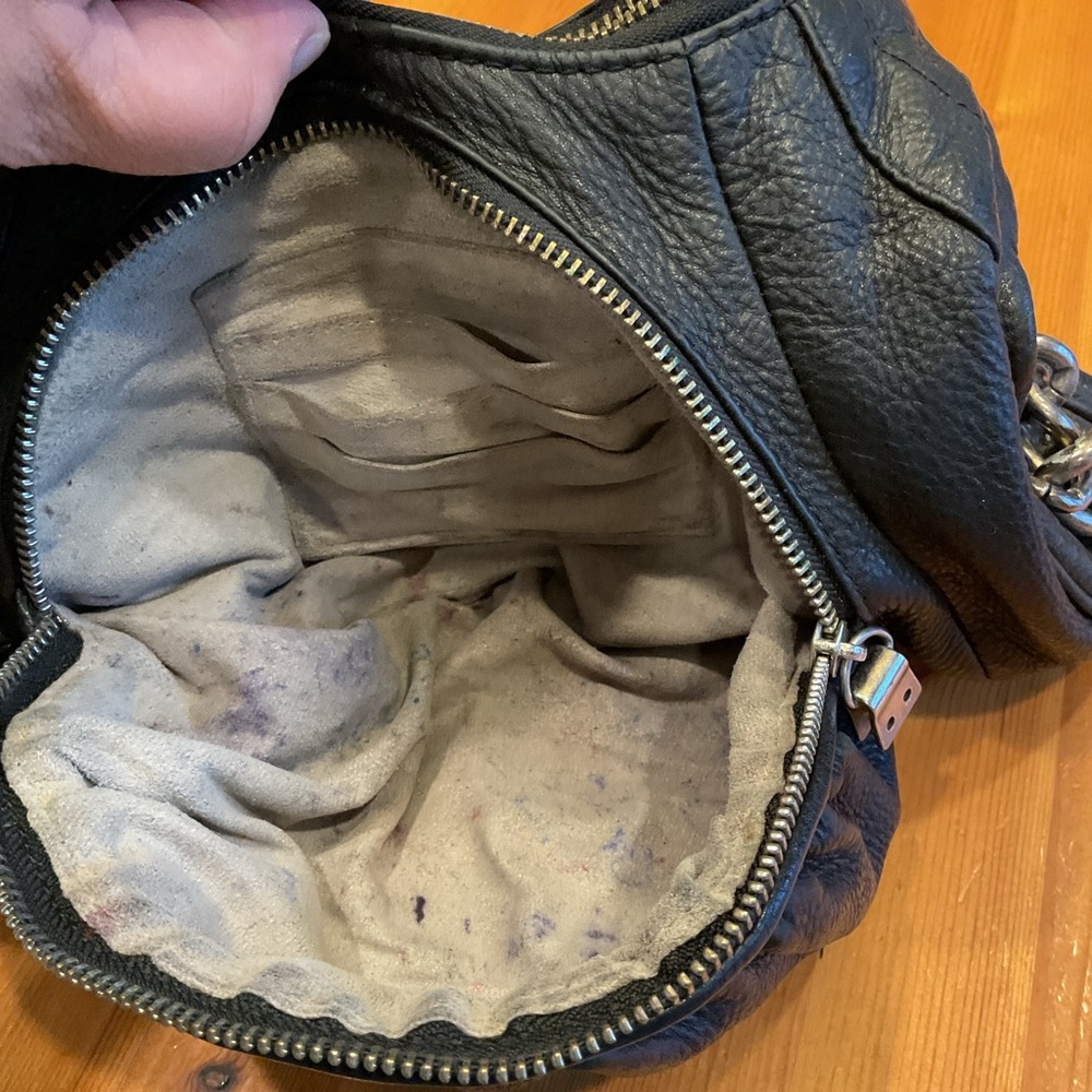 B. MAKOWSKY HOBO SHOULDER BAG VINTAGE 90’s Y2K BLACK LEATHER SILVER HARDWARE - Picture 15 of 16